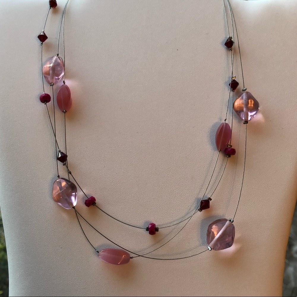 Lia Sophia pink beaded multi-strand Necklace